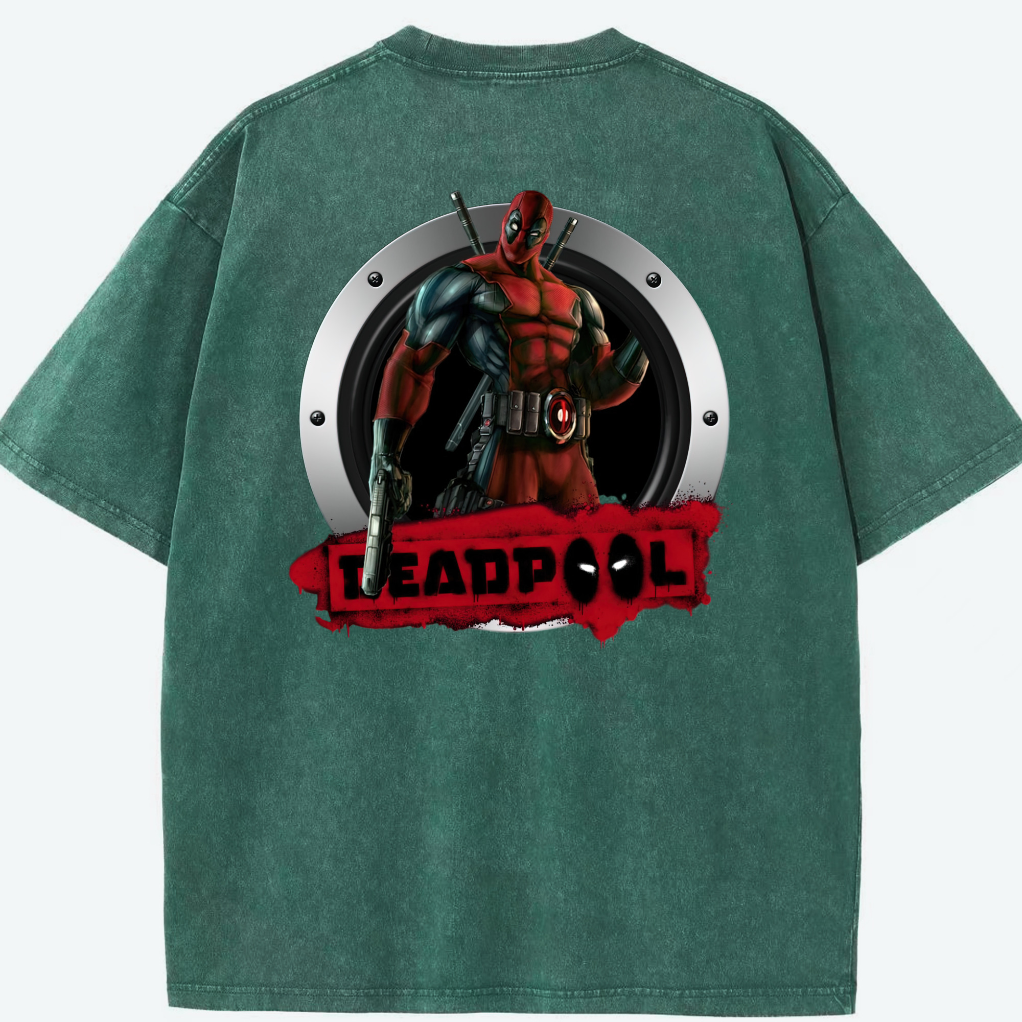 （画像用） Deadpool デッドプール 綿100% ヴィンテージ風 半袖Tシャツ（背面プリント）